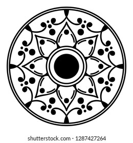 Mandala pattern black and white.