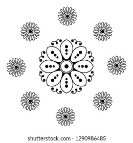 Mandala pattern black and white.