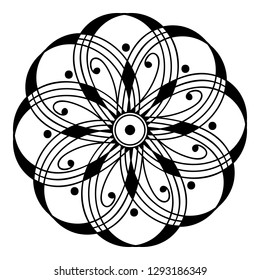 Mandala pattern black and white.