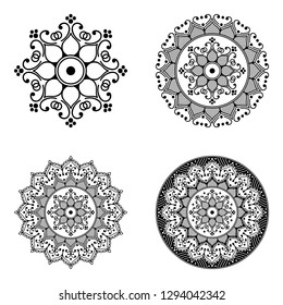 Mandala pattern black and white.