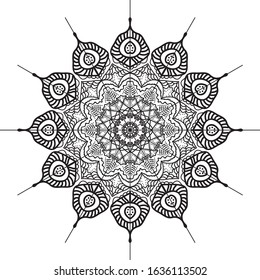 Mandala pattern in black and white color,vector design