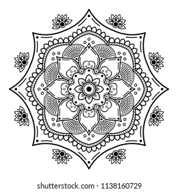 Mandala pattern black and white. Decorative round ornament pattern. Vector illustration EPS 10.