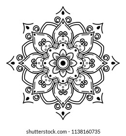 Mandala pattern black and white. Decorative round ornament pattern. Vector illustration EPS 10.