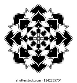 Mandala pattern black and white. Decorative round ornament pattern. Yoga Logos Vector, Ethnic Mandala Ornament. Vector Illustration EPS10

