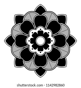 Mandala pattern black and white. Decorative round ornament pattern. Anti-stress therapy patterns, coloring for adults.