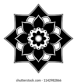 Mandala pattern black and white. Decorative round ornament pattern. Anti-stress therapy patterns, coloring for adults.