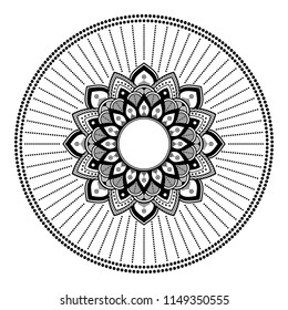 Mandala pattern black and white. Decorative round ornament pattern. Anti-stress therapy patterns, coloring for adults.