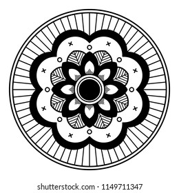 Mandala pattern black and white. Decorative round ornament pattern. Yoga Logos Vector, Ethnic Mandala Ornament. Vector Illustration EPS10