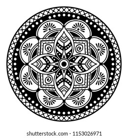 Mandala pattern black and white. Decorative round ornament pattern. Anti-stress therapy patterns, coloring for adults.Vector illustration EPS10
