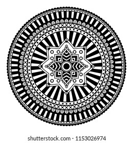 Mandala pattern black and white. Decorative round ornament pattern. Anti-stress therapy patterns, coloring for adults.Vector illustration EPS10
