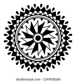 Mandala pattern black and white. Decorative round ornament pattern. New Year's round mandala. Anti-stress therapy patterns. Vector illustration EPS10
