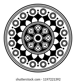 Mandala pattern black and white. Decorative round ornament pattern. New Year's round mandala. Anti-stress therapy patterns. Vector illustration EPS10
