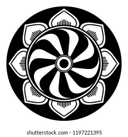 Mandala pattern black and white. Decorative round ornament pattern. New Year's round mandala. Anti-stress therapy patterns. Vector illustration EPS10
