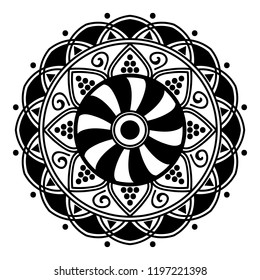 Mandala pattern black and white. Decorative round ornament pattern. New Year's round mandala. Anti-stress therapy patterns. Vector illustration EPS10
