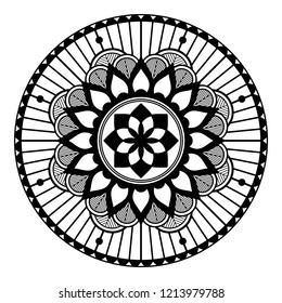 Mandala pattern black and white. Decorative round ornament pattern. Anti-stress therapy patterns, coloring for adults. Vector illustration EPS10
