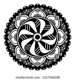 Mandala pattern black and white. Decorative round ornament pattern. New Year's round mandala. Anti-stress therapy patterns. Vector illustration EPS10
