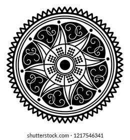 Mandala pattern black and white. Decorative round ornament pattern. New Year's round mandala. Anti-stress therapy patterns. Vector illustration EPS10
