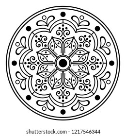 Mandala pattern black and white. Decorative round ornament pattern. New Year's round mandala. Anti-stress therapy patterns. Vector illustration EPS10
