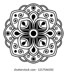 Mandala pattern black and white. Decorative round ornament pattern. New Year's round mandala. Anti-stress therapy patterns. Vector illustration EPS10
