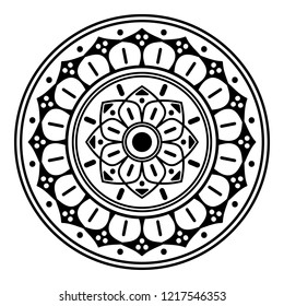 Mandala pattern black and white. Decorative round ornament pattern. New Year's round mandala. Anti-stress therapy patterns. Vector illustration EPS10
