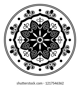 Mandala pattern black and white. Decorative round ornament pattern. New Year's round mandala. Anti-stress therapy patterns. Vector illustration EPS10
