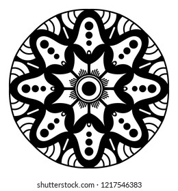 Mandala pattern black and white. Decorative round ornament pattern. New Year's round mandala. Anti-stress therapy patterns. Vector illustration EPS10
