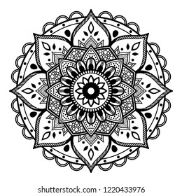 Mandala pattern black and white. Decorative round ornament. Anti-stress therapy patterns, coloring for adults. Vector illustration isolated on white, EPS10

