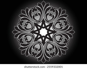 Mandala pattern black and white. Decorative round ornament pattern. Yoga Logos Vector, Ethnic Mandala Ornament. Vector Illustration