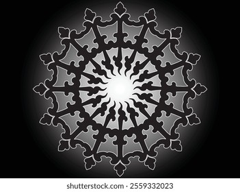 Patrón de mandala blanco y negro. Patrón de adorno redondo decorativo. Vector de logotipos de yoga, adorno étnico de mandala. Ilustración vectorial