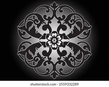Mandala pattern black and white. Decorative round ornament pattern. Yoga Logos Vector, Ethnic Mandala Ornament. Vector Illustration