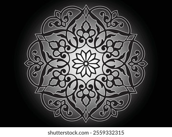 Mandala pattern black and white. Decorative round ornament pattern. Yoga Logos Vector, Ethnic Mandala Ornament. Vector Illustration