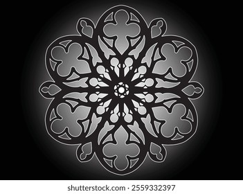 Patrón de mandala blanco y negro. Patrón de adorno redondo decorativo. Vector de logotipos de yoga, adorno étnico de mandala. Ilustración vectorial