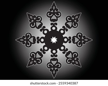 Padrão Mandala preto e branco. Padrão de ornamento redondo decorativo. Yoga Logos Vetor, Ornamento Étnico Mandala. Ilustração de vetor