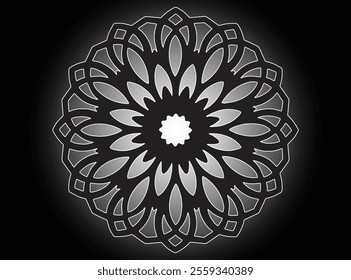 Mandala pattern black and white. Decorative round ornament pattern. Yoga Logos Vector, Ethnic Mandala Ornament. Vector Illustration