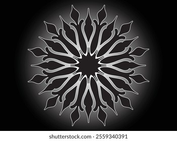 Padrão Mandala preto e branco. Padrão de ornamento redondo decorativo. Yoga Logos Vetor, Ornamento Étnico Mandala. Ilustração de vetor