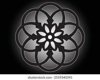 Mandala pattern black and white. Decorative round ornament pattern. Yoga Logos Vector, Ethnic Mandala Ornament. Vector Illustration