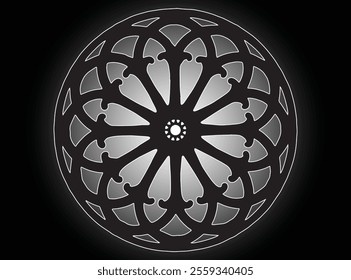 Patrón de mandala blanco y negro. Patrón de adorno redondo decorativo. Vector de logotipos de yoga, adorno étnico de mandala. Ilustración vectorial
