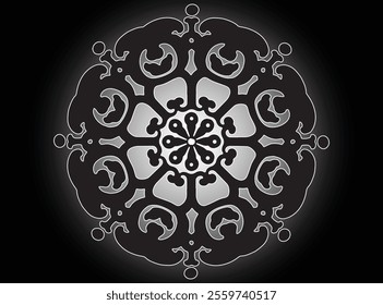 Mandala pattern black and white. Decorative round ornament pattern. Yoga Logos Vector, Ethnic Mandala Ornament. Vector Illustration