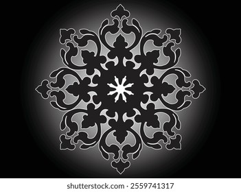 Mandala pattern black and white. Decorative round ornament pattern. Yoga Logos Vector, Ethnic Mandala Ornament. Vector Illustration