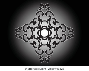 Mandala pattern black and white. Decorative round ornament pattern. Yoga Logos Vector, Ethnic Mandala Ornament. Vector Illustration