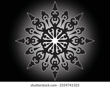 Mandala pattern black and white. Decorative round ornament pattern. Yoga Logos Vector, Ethnic Mandala Ornament. Vector Illustration