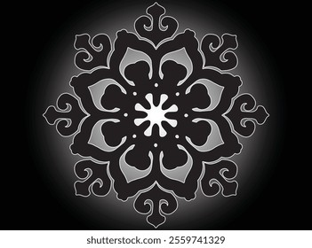 Mandala pattern black and white. Decorative round ornament pattern. Yoga Logos Vector, Ethnic Mandala Ornament. Vector Illustration