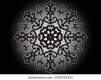 Mandala pattern black and white. Decorative round ornament pattern. Yoga Logos Vector, Ethnic Mandala Ornament. Vector Illustration