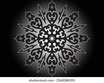 Padrão Mandala preto e branco. Padrão de ornamento redondo decorativo. Yoga Logos Vetor, Ornamento Étnico Mandala. Ilustração de vetor