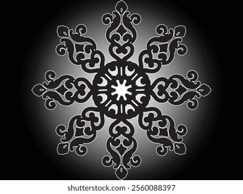 Mandala pattern black and white. Decorative round ornament pattern. Yoga Logos Vector, Ethnic Mandala Ornament. Vector Illustration