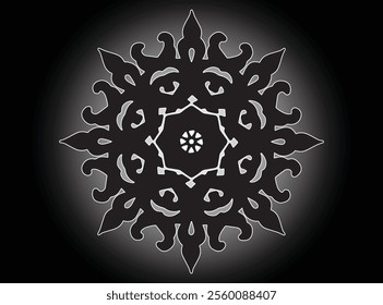 Mandala pattern black and white. Decorative round ornament pattern. Yoga Logos Vector, Ethnic Mandala Ornament. Vector Illustration