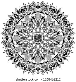 Mandala pattern black and white doodles sketch good mood