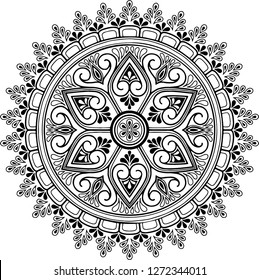 Mandala pattern black and white doodles sketch good mood