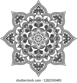 Mandala pattern black and white doodles sketch good mood