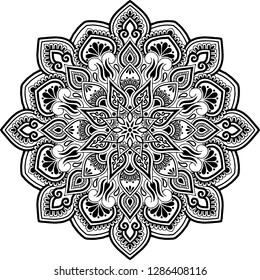 Mandala pattern black and white doodles sketch good mood